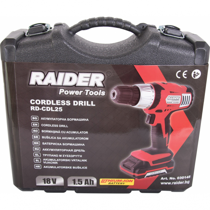 RAIDER RD-CDL25 Bormasina cu acumulator 18V 1.5 Ah 26Nm valiza accesorii [3]