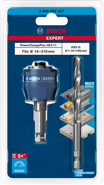 Bosch Adaptor hexagonal Expert PowerChange Plus HEX11 cu burghiu centrare HSS-G, 7.15x105 mm [2]