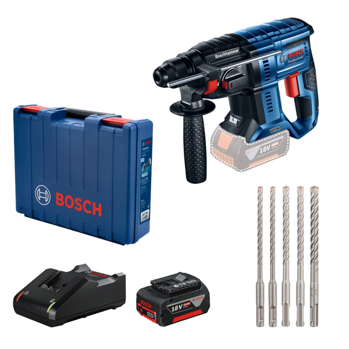 Bosch GBH 180-LI Ciocan rotopercutor brushless, cu 1 acumulator Li-Ion 4Ah, 2J + Set 5 burghie + Valiza [1]