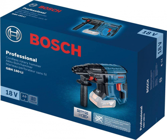 Bosch GBH 180-LI (solo) Ciocan rotopercutor brushless Li-Ion, 2J, fara acumulator in set [2]