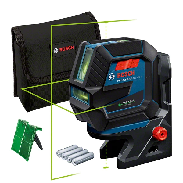 Bosch GCL 2-50 G + RM 10 + DK 10 Nivela laser cu linii verzi (20 m) + Suport professional + Clema pentru tavan + Geanta [1]