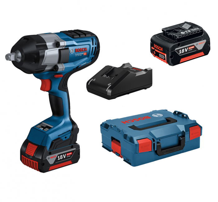 Bosch GDS 18V-1000 Surubelnita cu impact pe acumulator, 1000Nm + 2 x acumulatori  GBA 18V 5.0Ah + incarcator rapid GAL 18V-40 + L-BOXX [1]