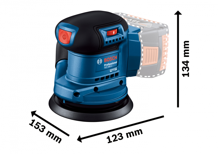 Bosch GEX 185-LI (solo) Slefuitor excentric Li-Ion, 18V, fara acumulator in set [2]