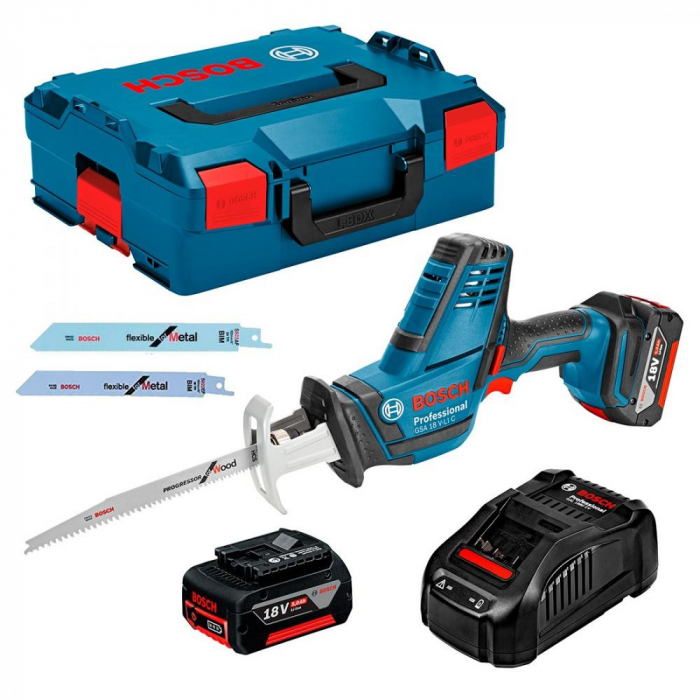 Bosch GSA 18 V-LI C Ferastrau sabie Li-Ion, cu 2 acumulatori Li-Ion, 5Ah + L-Boxx [1]