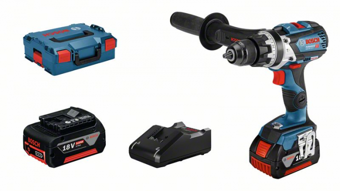 Bosch GSB 18V-110 C Masina de gaurit cu percutie + 2xAcumulatori GBA 18V, 5.0Ah + Incarcator rapid GAL 18V-40 Professional + L-Boxx [1]