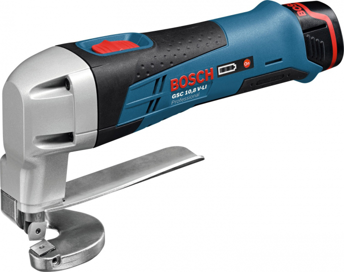 Bosch GSC 12V-13 Foarfeca tabla, otel 1.3mm, Al 2mm + 2xAcumulatori GBA 12V, 2.0Ah + Incarcator rapid GAL 1230CV + L-Boxx 102 [1]