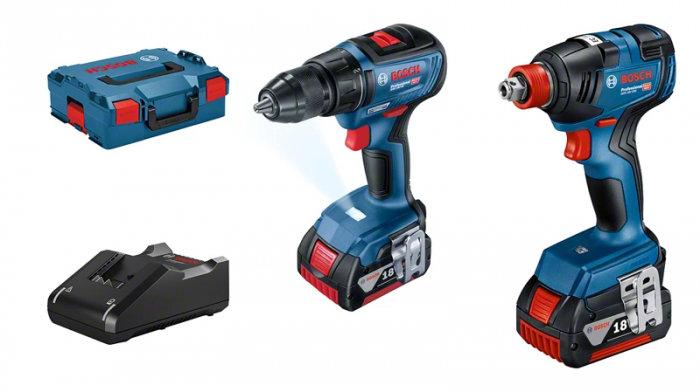 Bosch GSR 18V-50 Masina de gaurit si insurubat brushless Li-Ion, 50Nm + GDX 18V-200 Masina de insurubat cu impact brushless, Li-Ion, 200Nm + 2 acumulatori 18V, 4Ah + L-Boxx [1]