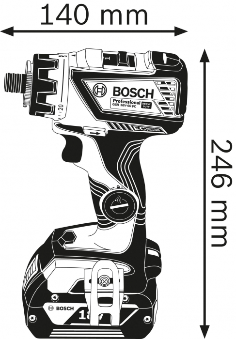 Bosch GSR 18V-60 FC Masina de gaurit si insurubat brushless 60Nm + 4 adaptoare + 2 acumulatori Li-Ion GBA 18V 5Ah + incarcator rapid GAL 1880 CV + L-Boxx [4]