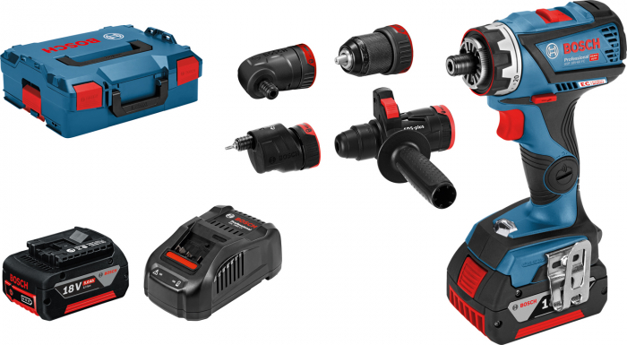 Bosch GSR 18V-60 FC Masina de gaurit si insurubat brushless 60Nm + 4 adaptoare + 2 acumulatori Li-Ion GBA 18V 5Ah + incarcator rapid GAL 1880 CV + L-Boxx [1]
