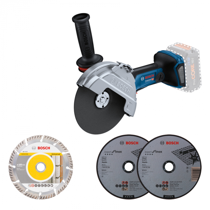 Bosch GWS 18V-180 PC (Solo) Polizor unghiular brushless BITURBO, Li-Ion, 18V, 180mm + accesorii, fara acumulator in set [2]