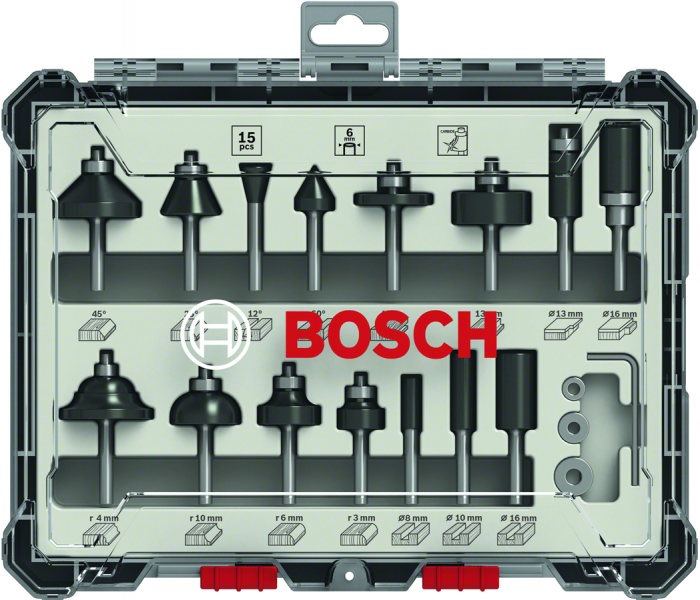 Bosch Set 15 freze HM tija 6 mm [2]