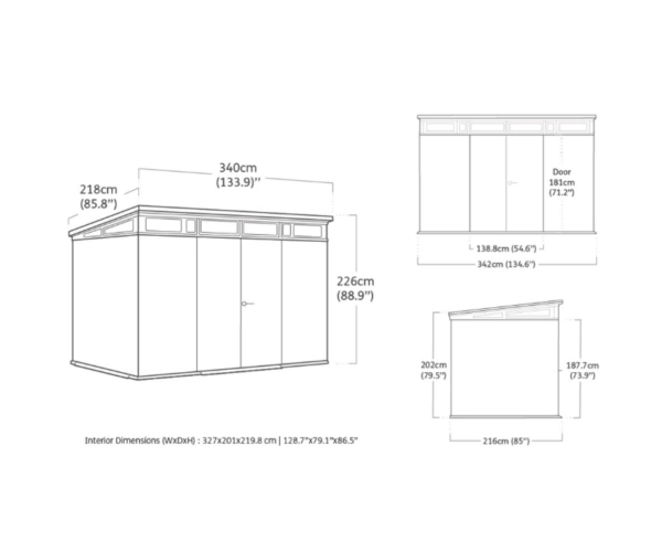 Casuta de gradina, Keter, Deco Pent 11 x 7, Gri deschis / Antracit [9]