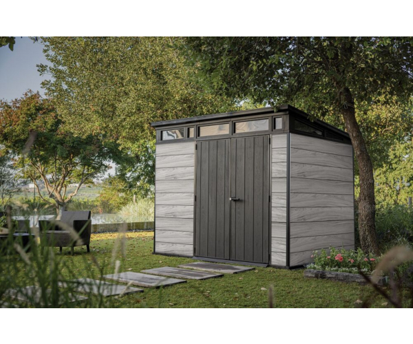 Casuta de gradina, Keter, Deco Pent 9 x 7, Gri deschis / Antracit [3]