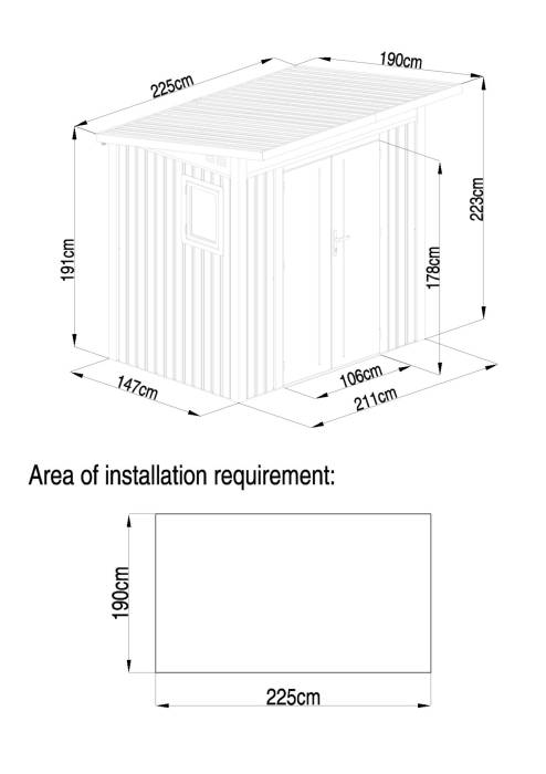 Casuta de gradina metalica, Alexs A, Antracit / Lucios [5]