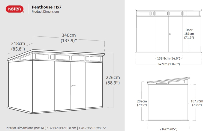 Casuta de gradina Penthouse 11 x 7 Keter, Signature, Venetian, Maro / Antracit [9]
