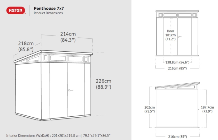 Casuta de gradina Penthouse 7 x 7 Keter, Signature, Venetian, Maro / Antracit [9]