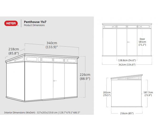 Casuta de gradina Penthouse 9 x 7 Keter, Signature, Venetian, Maro / Antracit [7]
