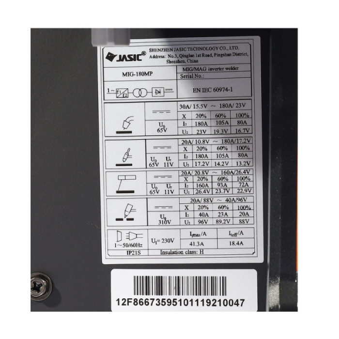 Jasic MIG 180MP (N2L3), 5 in 1 MIG-MAG/MMA/TIG/Plasma - Aparat de sudura multiproces [5]