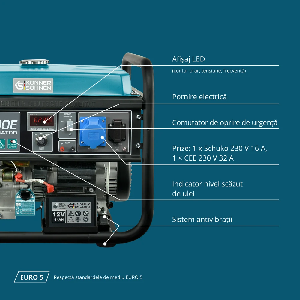 Konner & Sohnen KS 10000E Generator de curent 8.0 kW, 230V, AVR, benzina, pornire electrica [3]