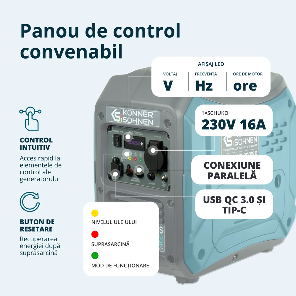 Konner & Sohnen KS 2000i S Generator digital invertor 2.0kW, monofazat, benzina [11]