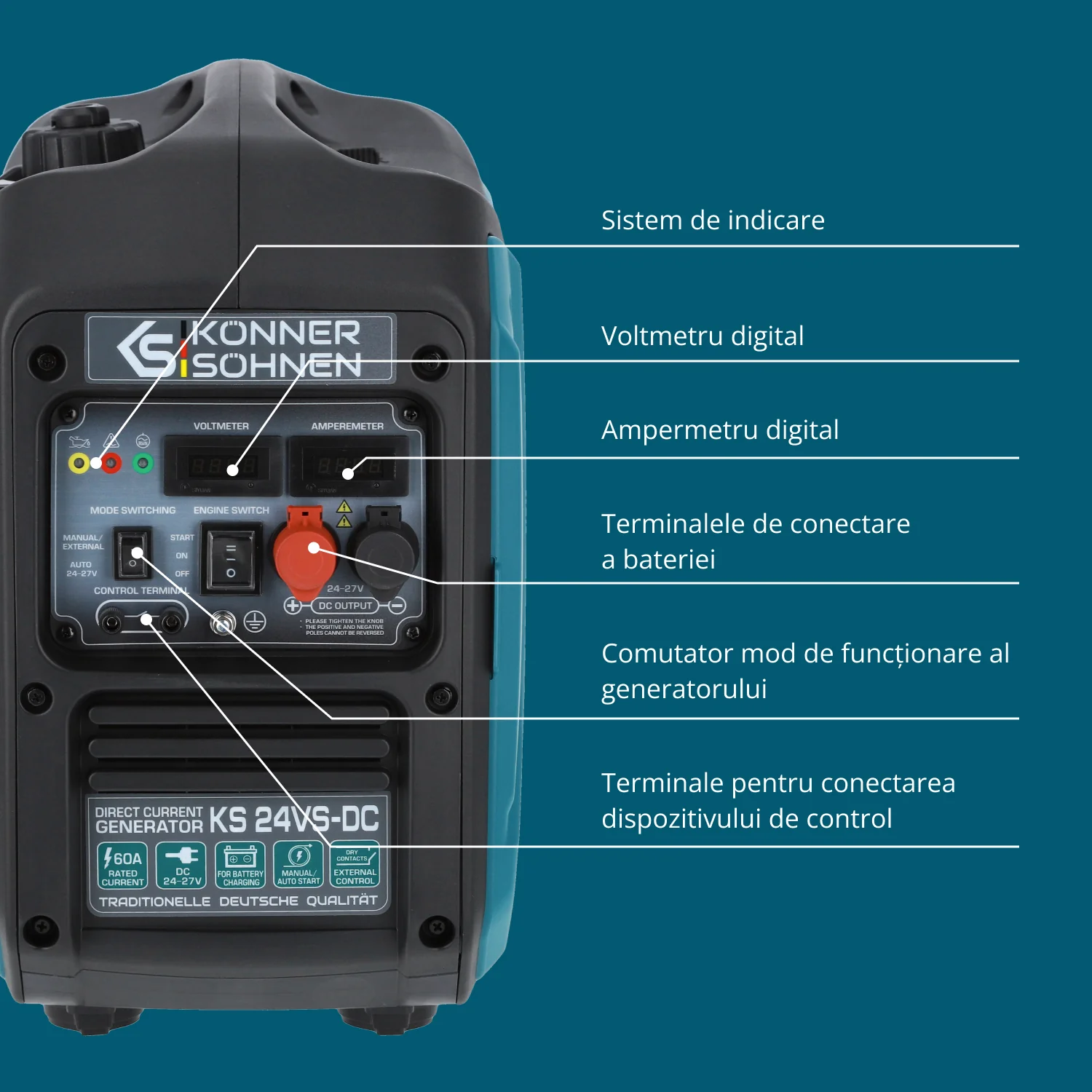 Konner & Sohnen KS 24VS-DC Generator de curent continuu, max. 60A, benzina, versiunea 24–27V [11]