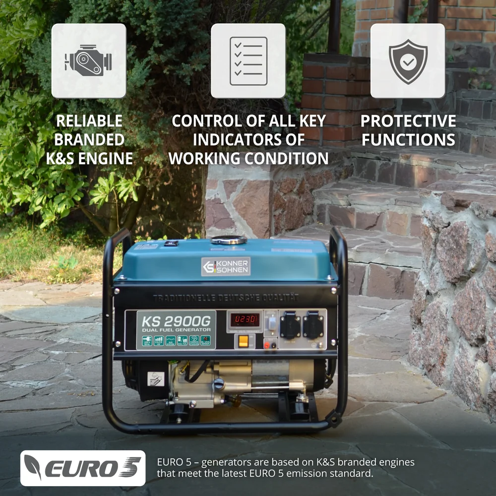 Konner & Sohnen KS 2900G Generator de curent 2.9 kW, 230V, AVR, GPL/benzina, pornire manuala [9]