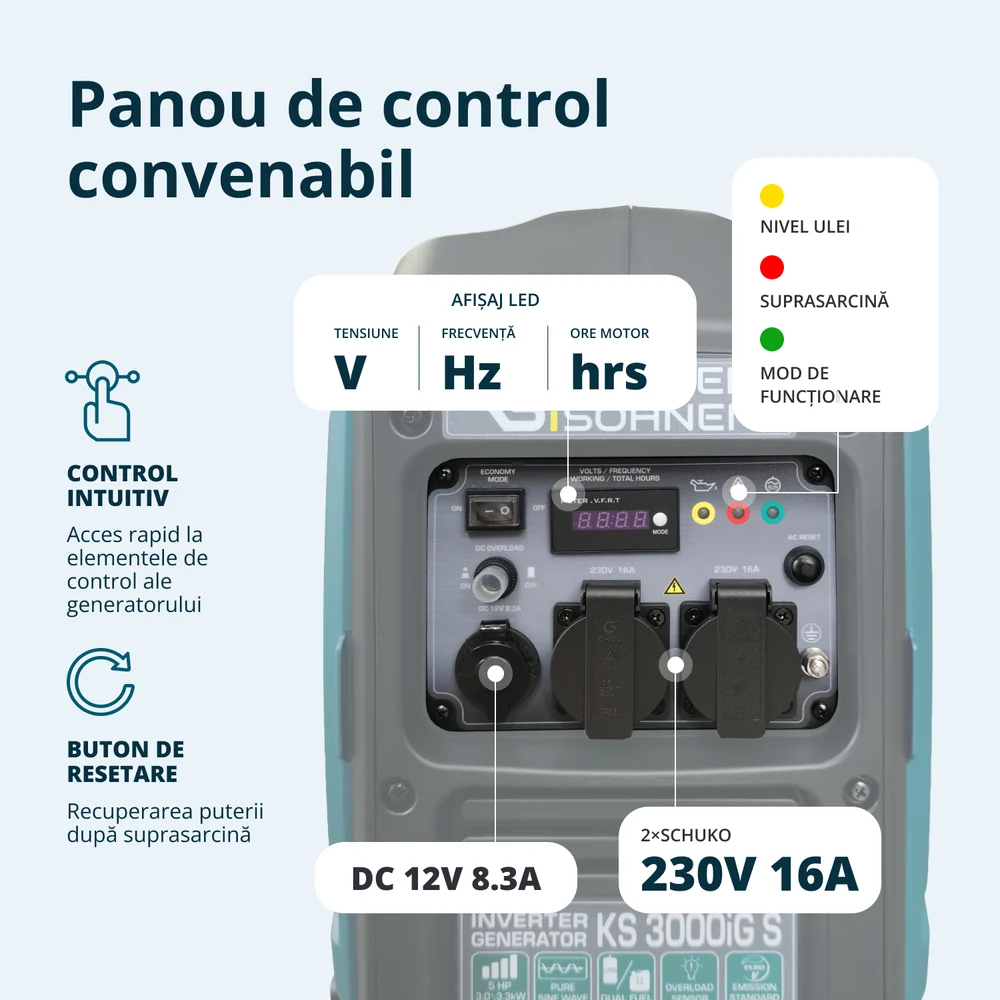 Konner & Sohnen KS 3000iG S Generator digital invertor 3.3kW, monofazat, GPL/benzina [7]