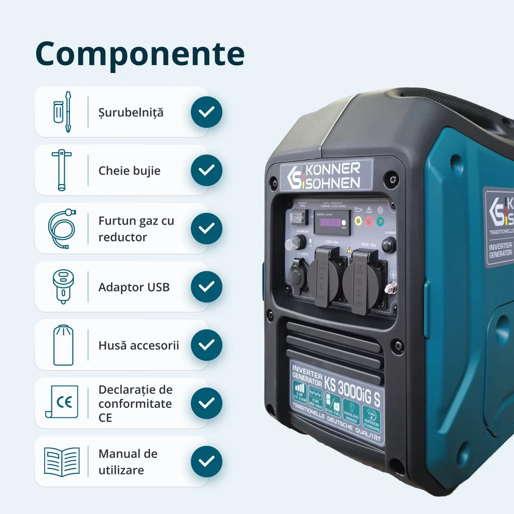 Konner & Sohnen KS 3000iG S Generator digital invertor 3.3kW, monofazat, GPL/benzina [8]