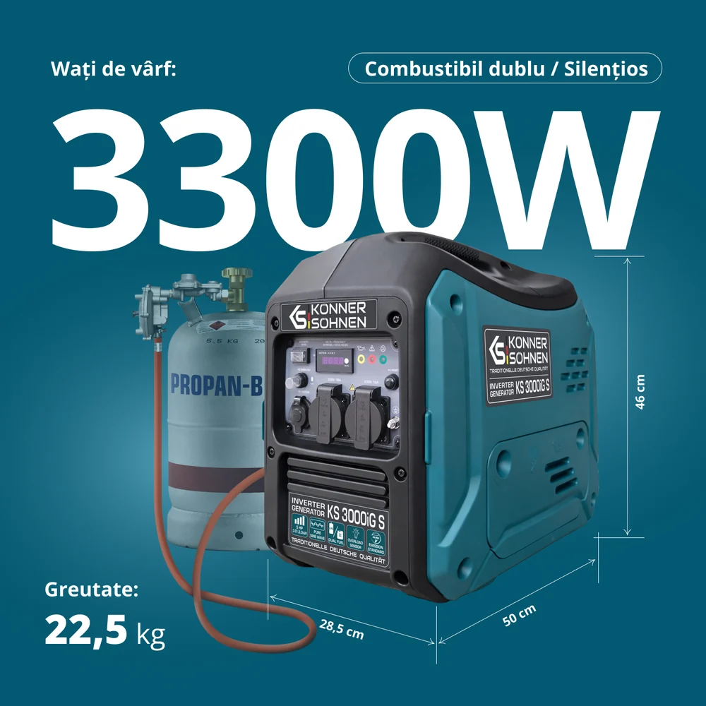 Konner & Sohnen KS 3000iG S Generator digital invertor 3.3kW, monofazat, GPL/benzina [3]