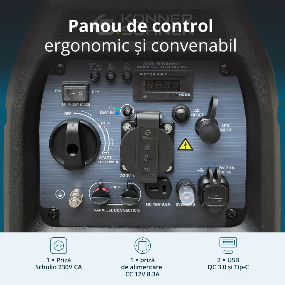 Konner & Sohnen KS 3100iG S Generator digital invertor 3.1kW, monofazat, GPL/benzina [8]