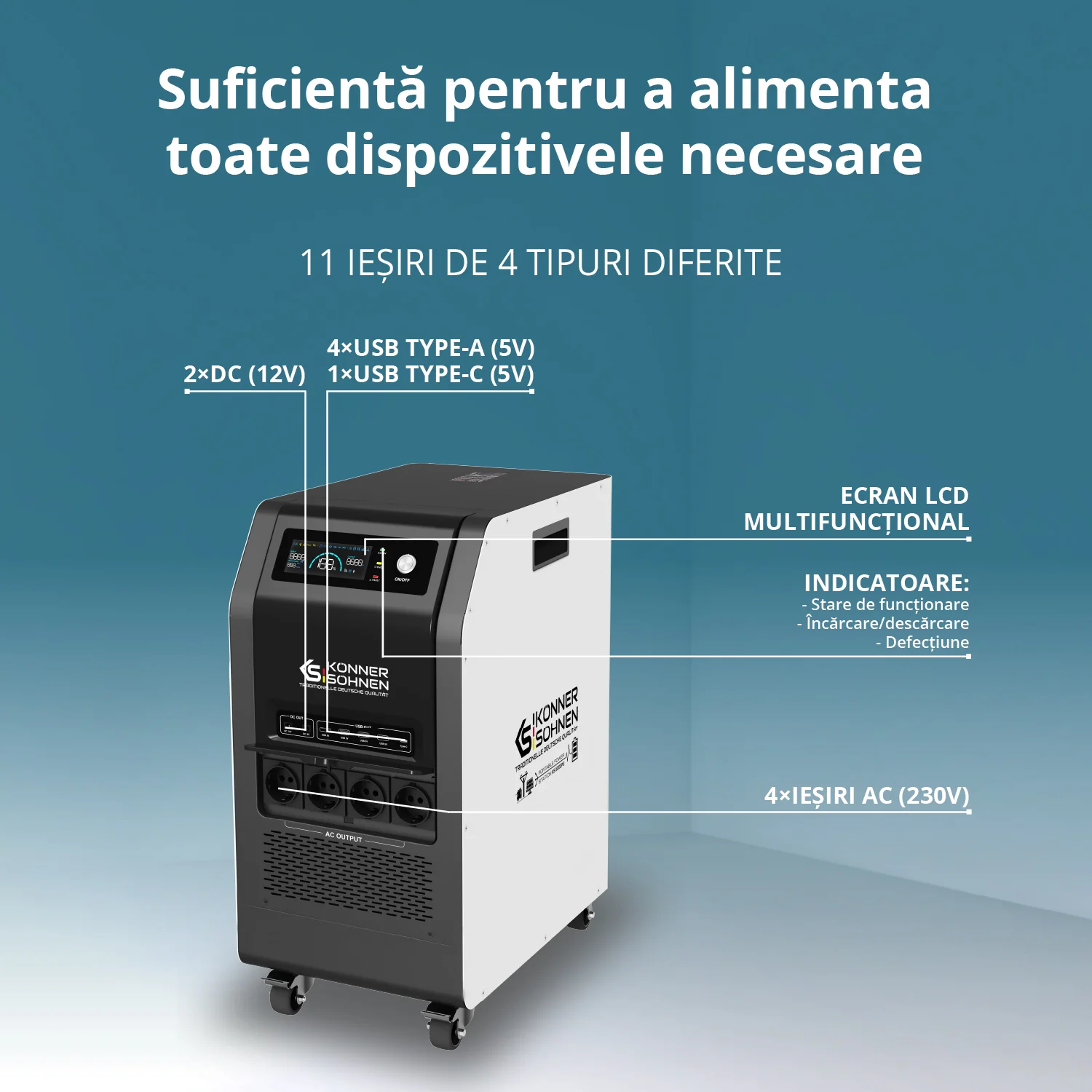 Konner & Sohnen KS 5200PS Stație de încărcare portabilă 3-în-1 [4]