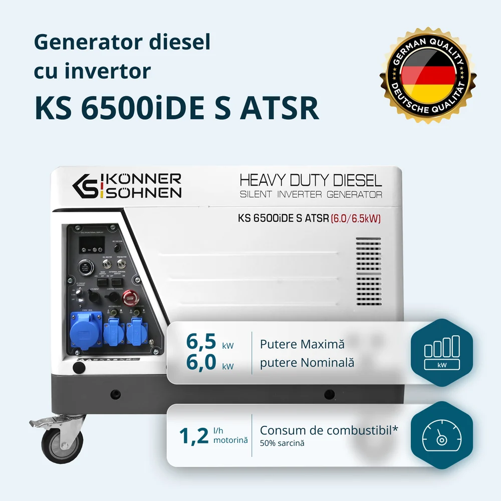 Konner & Sohnen KS 6500iDE S ATSR Generator insonorizat, 6.5 kW, 230, Diesel, pornire electrica [2]