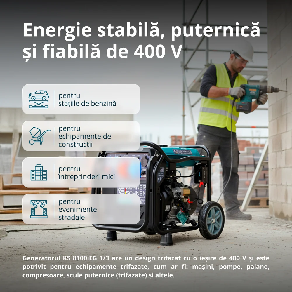 Konner & Sohnen KS 8100iEG 1/3 Generator digital invertor 8.5kW, 230/400V, GPL/benzina [5]