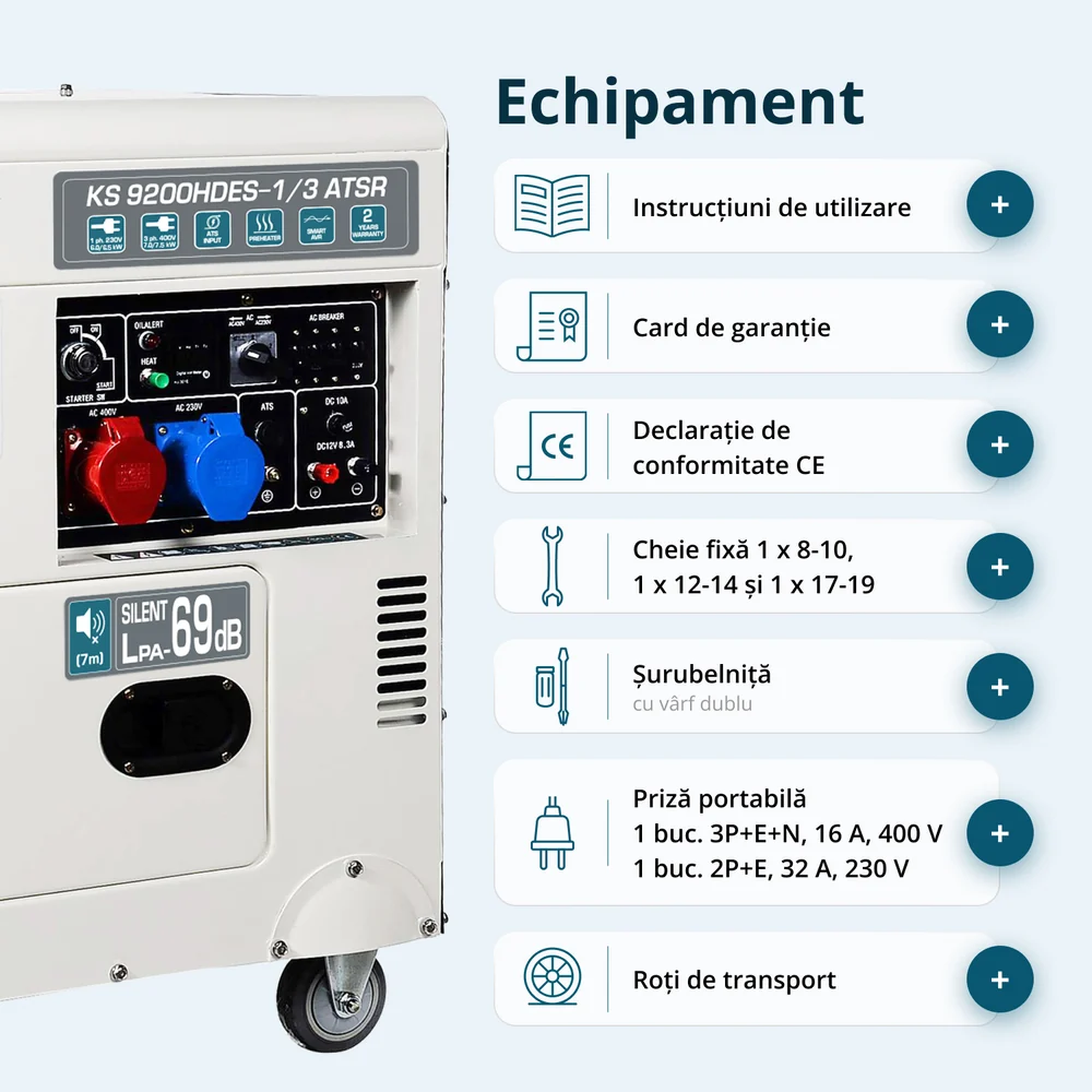 Konner & Sohnen KS 9200HDES-1/3 ATSR Generator insonorizat, 7.5 kW, 230/400V, Diesel, pornire electrica [8]