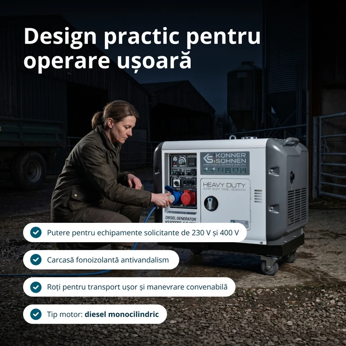 Konner & Sohnen KS 9300DE-1/3 ATSR Generator insonorizat, 7.5 kW, 230/400V, Diesel, pornire electrica [7]