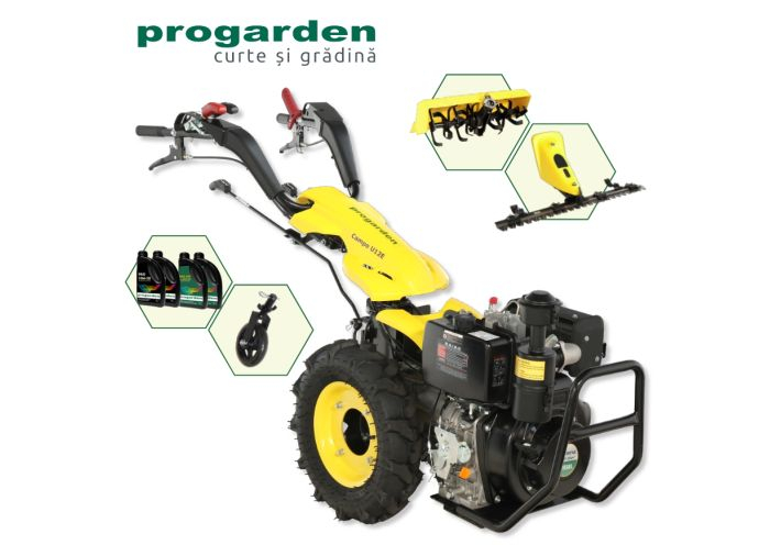 ProGARDEN Pachet Campo U12E Motocultor 12CP + BC120M Bara cosire 120cm + Roata sustinere + FT90 Freza tractata 90cm + 4L Ulei [1]
