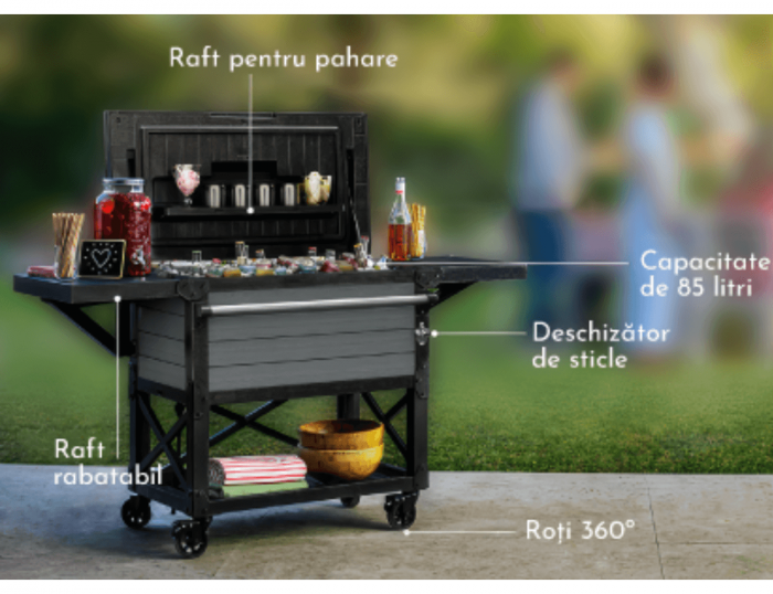 Bar de gradina pe roti Keter, Patio Cooler Gri [4]