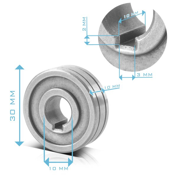 Rola antrenare cu pana pentru sarma otel 0.8 - 1.0 mm cod.10048356 [2]