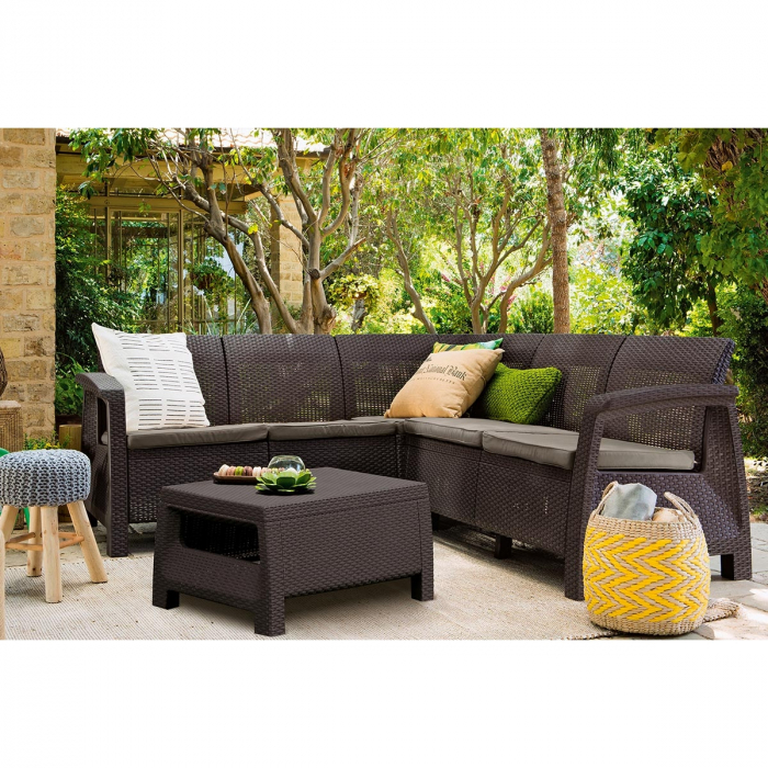 Set de gradina cu coltar - Corfu II Relax Maro [2]