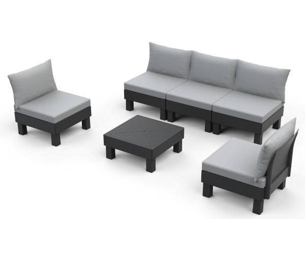 Set de gradina / terasa cu coltar, Keter, Elements 5 locuri, grafit cu perne gri deschis [5]