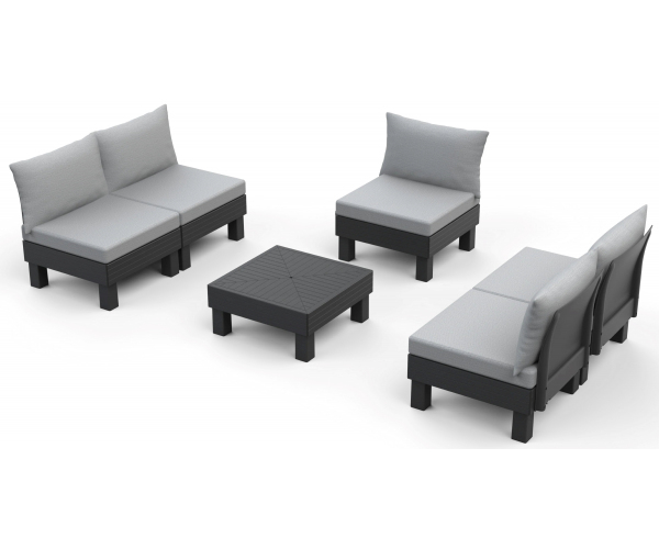 Set de gradina / terasa cu coltar, Keter, Elements 5 locuri, grafit cu perne gri deschis [3]