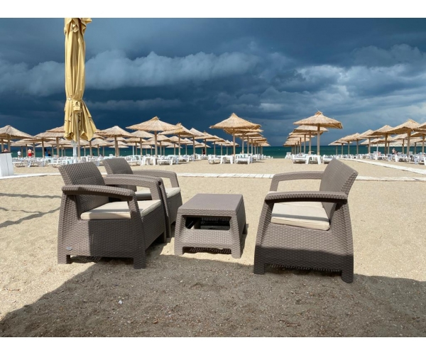 Set mobilier de gradina Corfu - Canapea+doua fotolii+masuta cafea Capuccino [4]
