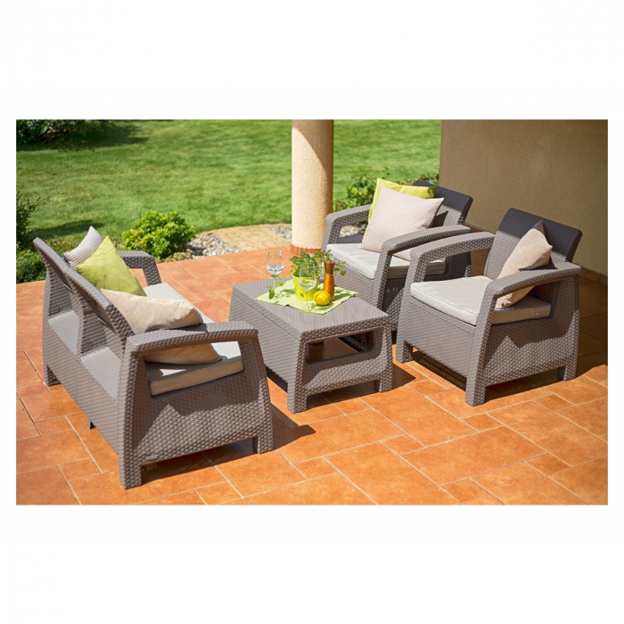 Set mobilier de gradina Corfu - Canapea+doua fotolii+masuta cafea Capuccino [2]