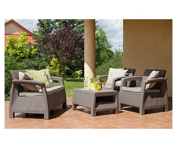 Set mobilier de gradina Corfu - Canapea+doua fotolii+masuta cafea Capuccino [3]