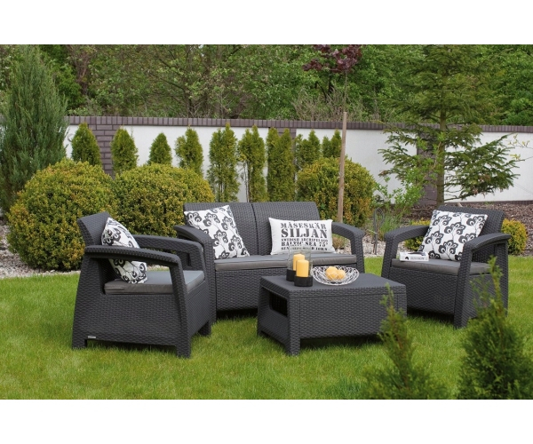 Set mobilier de gradina Corfu - Canapea+doua fotolii+masuta cafea Grafit [5]