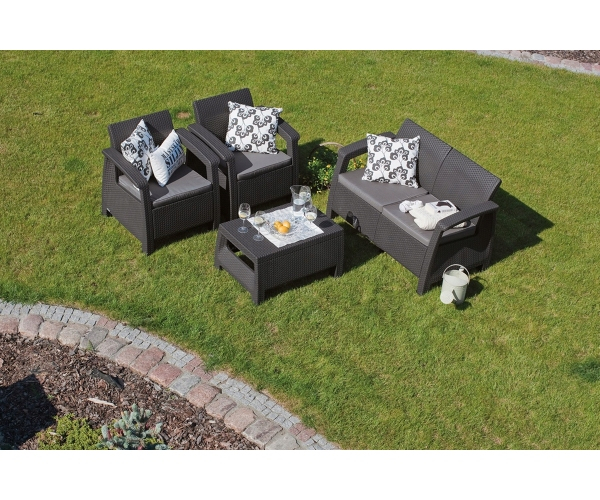 Set mobilier de gradina Corfu - Canapea+doua fotolii+masuta cafea Grafit [6]