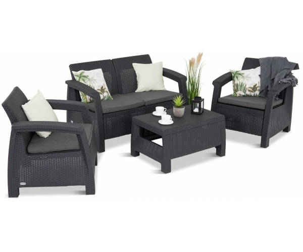 Set mobilier de gradina Corfu - Canapea+doua fotolii+masuta cafea Grafit [7]