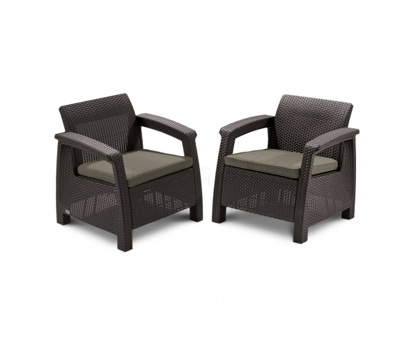 Set mobilier de gradina Corfu - Canapea+doua fotolii+masuta cafea Maro [4]