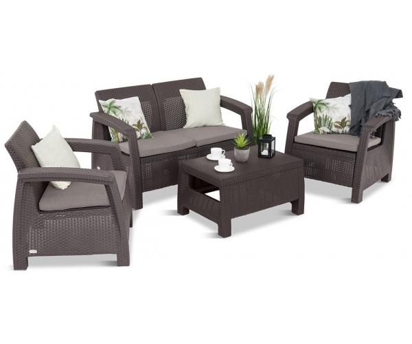 Set mobilier de gradina Corfu - Canapea+doua fotolii+masuta cafea Maro [3]