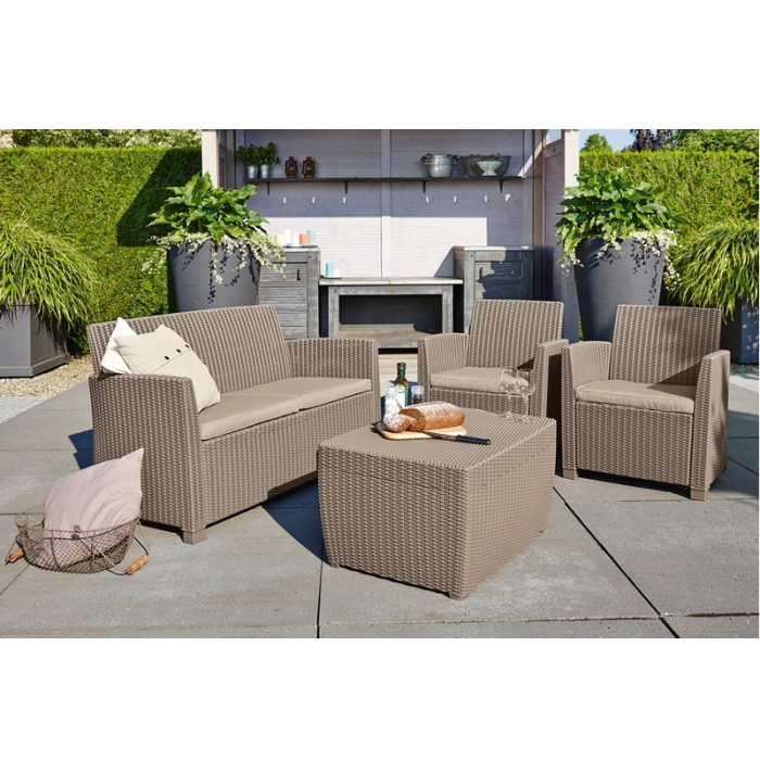 Set mobilier de gradina Corona Cusbox Capuccino/ Gri-nisipiu [2]